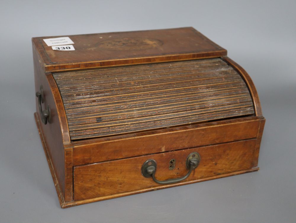 A Regency tambour top writing box